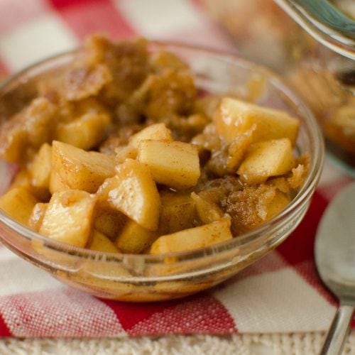 Warm and comforting Apple Crisp done in MINUTES! The perfect treat to end any meal.