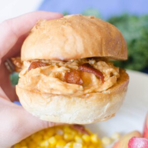 Instant Pot BBQ Crack Chicken Sandwiches are a smokey, savory twist on the original Crack Chicken. You still have the cream cheese, ranch, chicken, bacon and shredded cheese but adding in BBQ sauce really takes this up a notch!