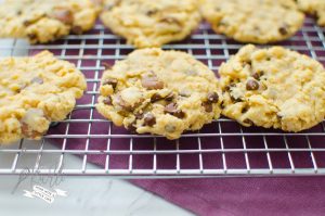 The Everything Cookie is a mix of everyone’s three favorite cookies- peanut butter, chocolate chip and oatmeal! This is sure to please everyone!