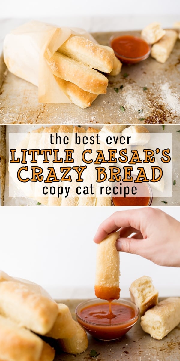Copy Cat Little Caesars Crazy Bread is a light and fluffy breadstick with a buttery garlic and parmesan cheese topping. You won't know the difference! |Cooking with Karli| #crazybread #breadsticks #garlicbreadsticks #garlicbread #homemade #fromscratch #easy #recipe