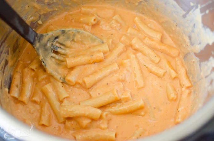 the cheese thickens the sauce for this instant pot pasta dish.