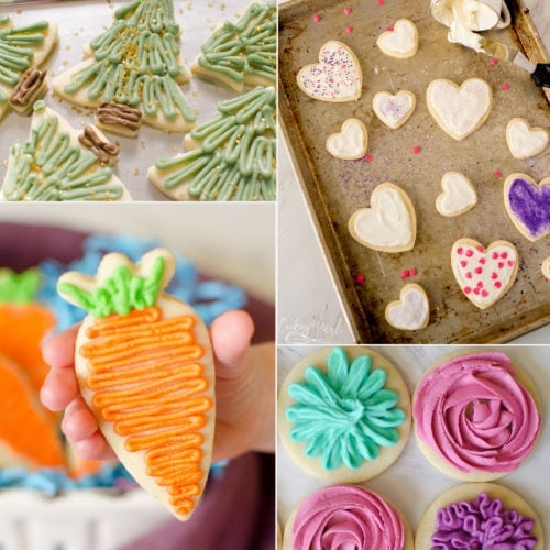 sugar cookies decorated for particular holidays like Christmas, valentines day and easter