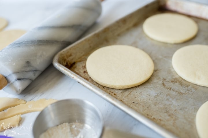 sugar cookies, after they have been baked on the pan