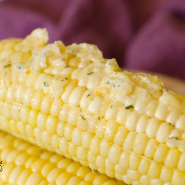 Corn on the Cob is great with the homemade garlic parmesan butter.