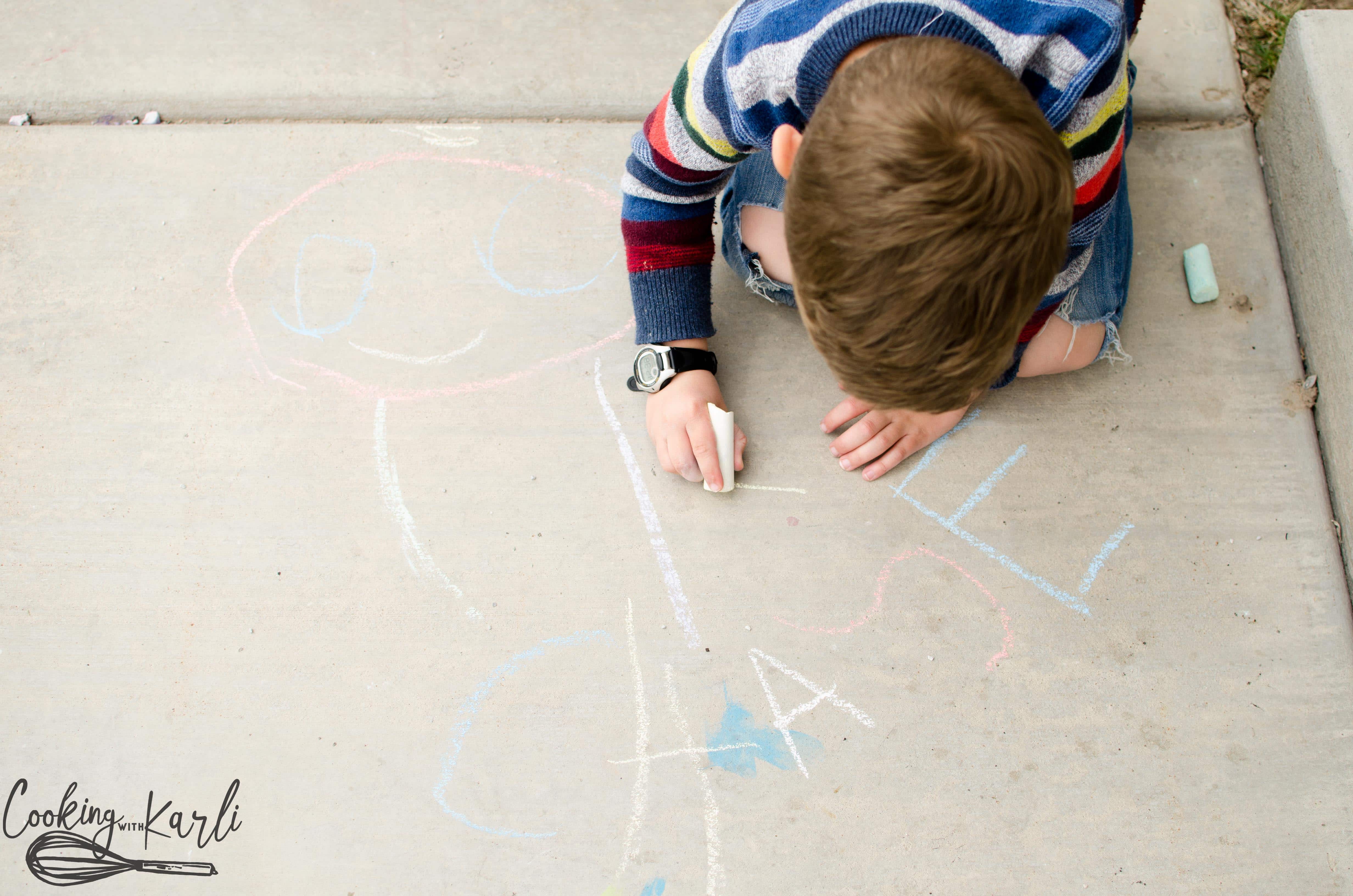 Sidewalk Chalk is a great inexpensive activity for kids of all ages.