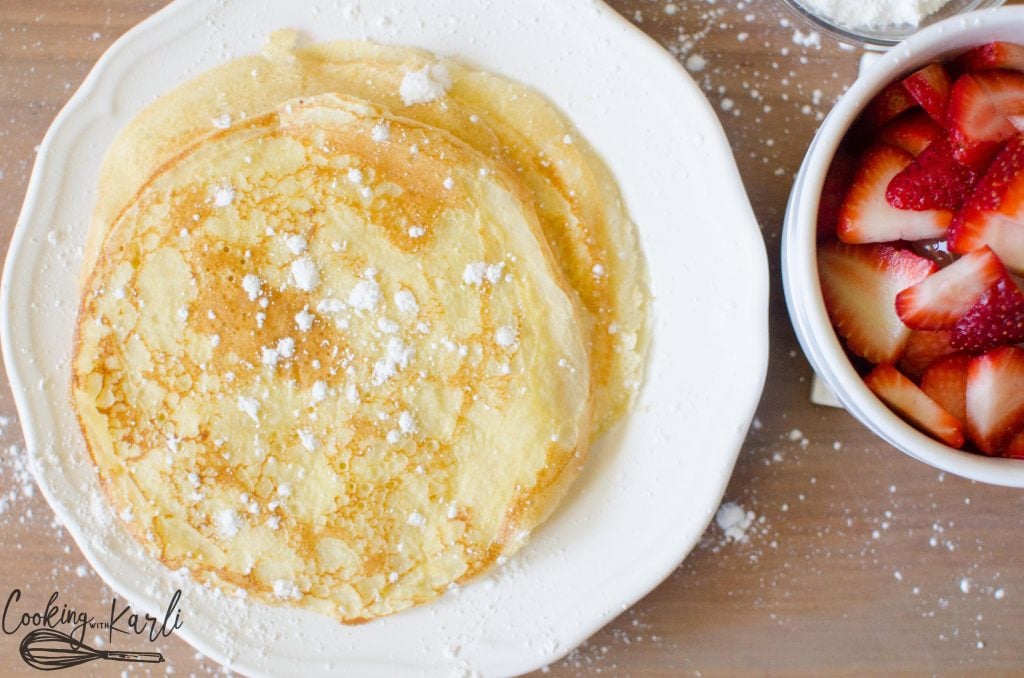 Hot of the frying pan, these crepes are ready for their fillings.
