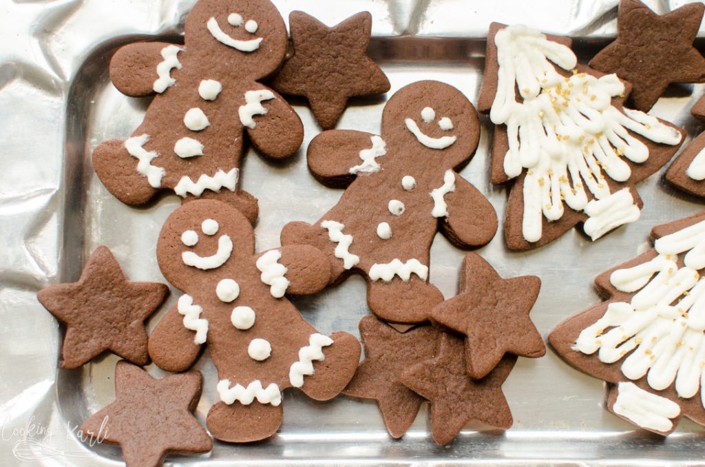 chocolate cut out cookies for Christmas