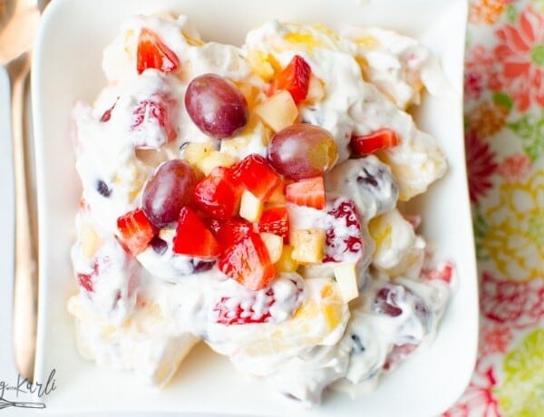 Strawberries, grapes and pineapple make up this fruit salad.