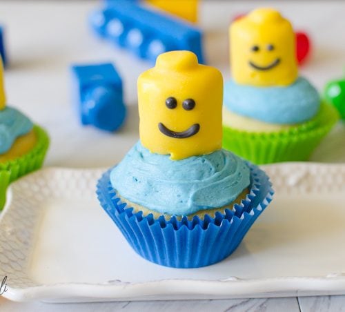 Lego Cupcakes are an easy and cute addition to any lego themed birthday party.