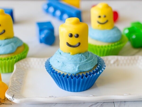 Lego Cupcakes are an easy and cute addition to any lego themed birthday party.