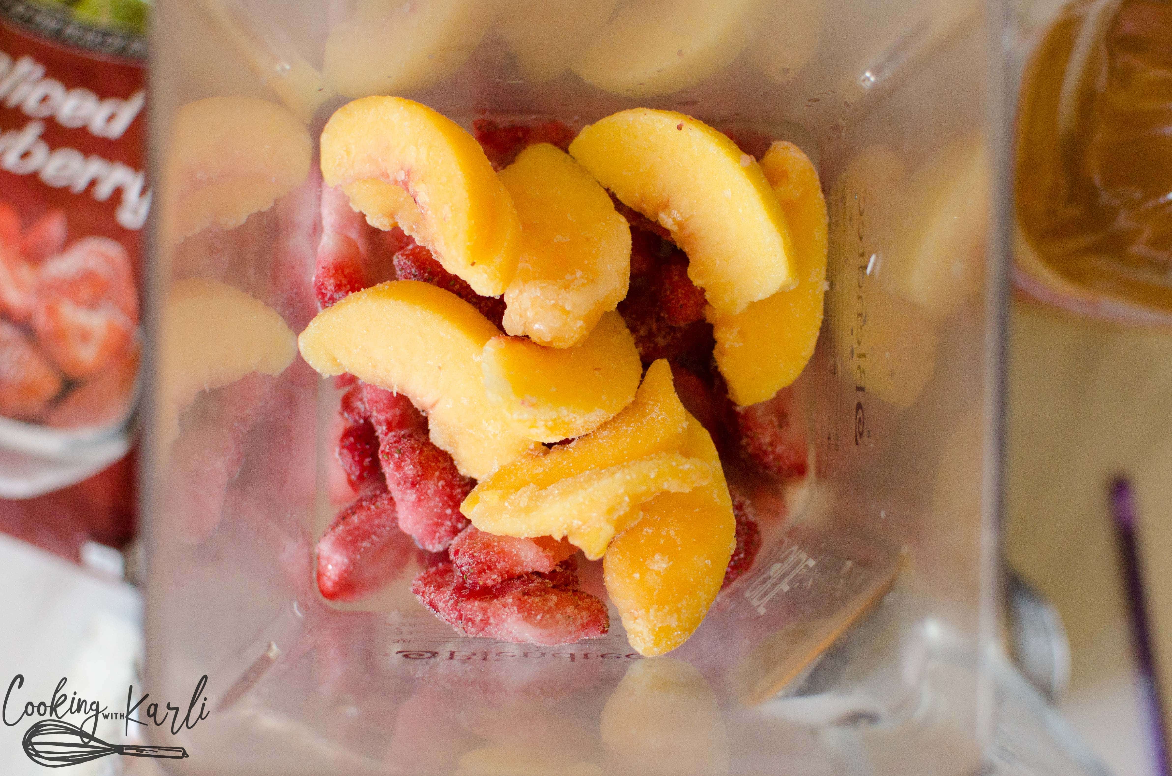 Frozen Fruit is used to make this homemade fruit smoothie.