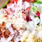 Homemade poppy seed dressing covers this pasta salad.