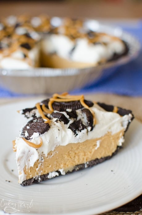 Rich peanut butter cream pie is made with cool whip is the perfect dessert.