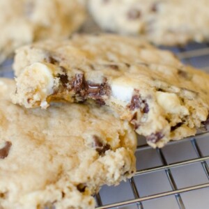 Soft batch chocolate chip cookies are soft and chewy