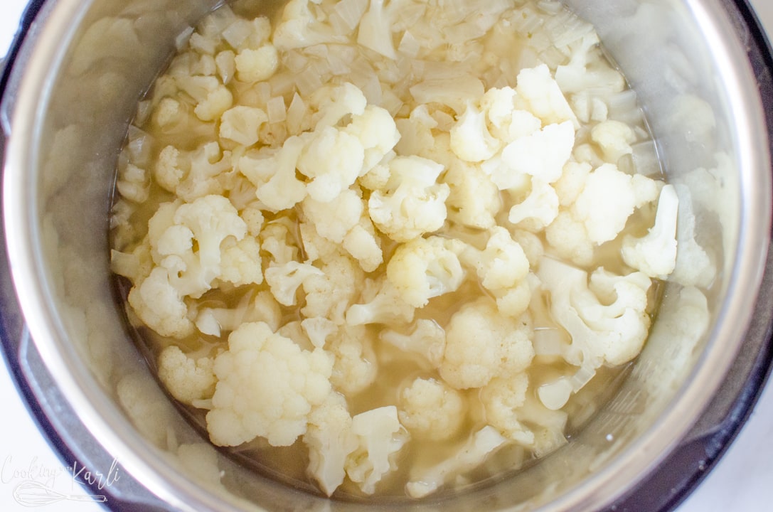 cauliflower after being pressure cooked.