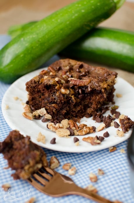 zucchini chocolate cake is the best dessert during the summertime.