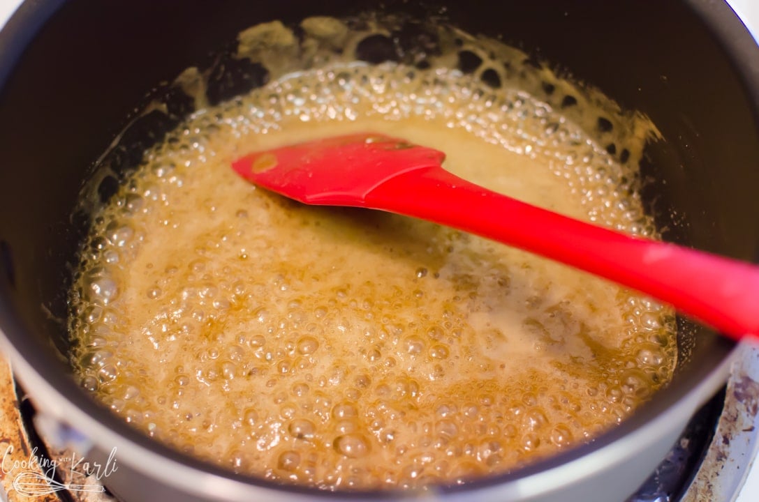 honey and brown sugar boiling together.