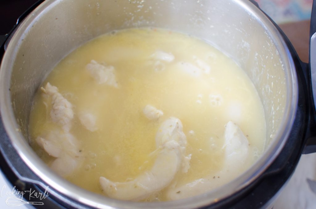 creamy Italian chicken pasta after pressure cooking
