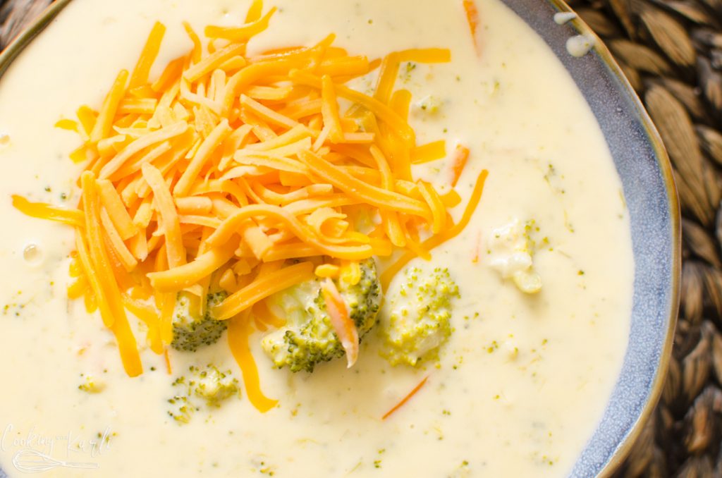 finished broccoli cheese soup in the Instant Pot 