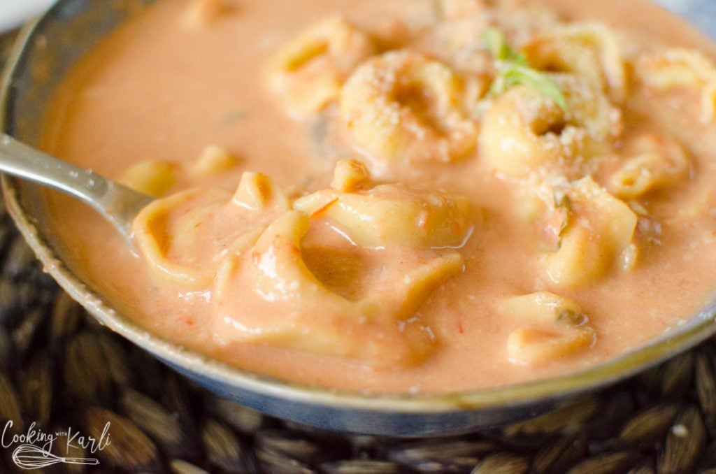 Tomato and tortellini soup made in the Instant Pot 