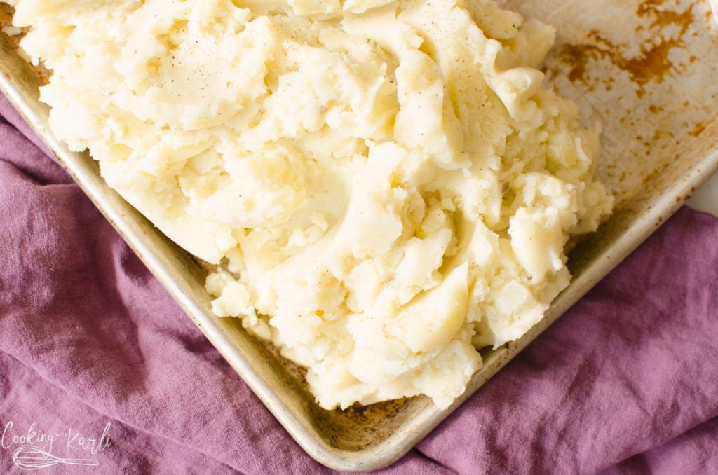 mashed potatoes in the Instant Pot served for a meal.