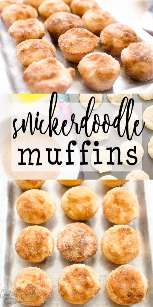 Snickerdoodle Muffins are an easy, vanilla muffin baked and then dunked in melted butter and cinnamon and sugar. The end result is absolutely mouth watering! The Cinnamon flavored Muffin will be a new family favorite!!  |Cooking with Karli| #muffin #fall #minimuffin #cinnamon #snickerdoodle #breakfast #brunch 