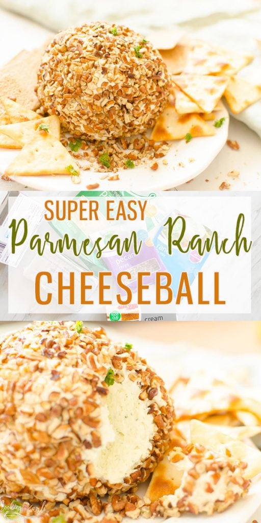 Parmesan Ranch Cheeseball is a flavor packed, easy cheeseball that is perfect for tailgating, snacking or an awesome appetizer. |Cooking with Karli| #cheeseball #appetizer #ranch #parmesan #easy #recipe