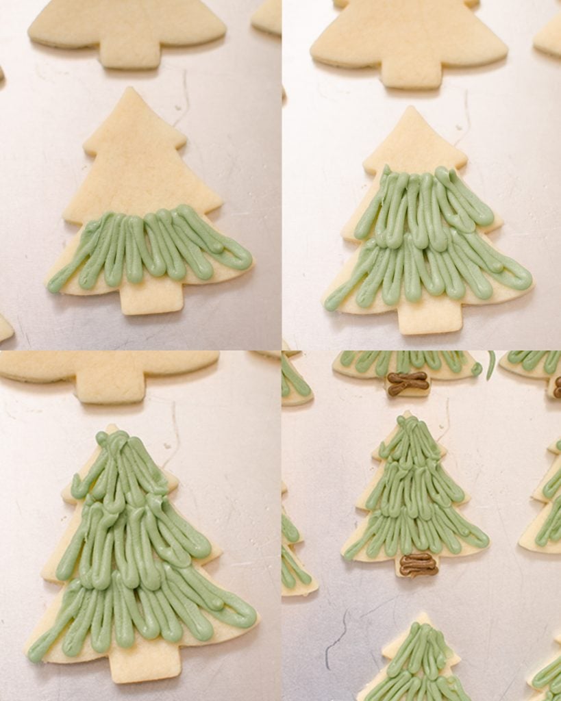 Christmas sugar cookies decorated like a Christmas tree