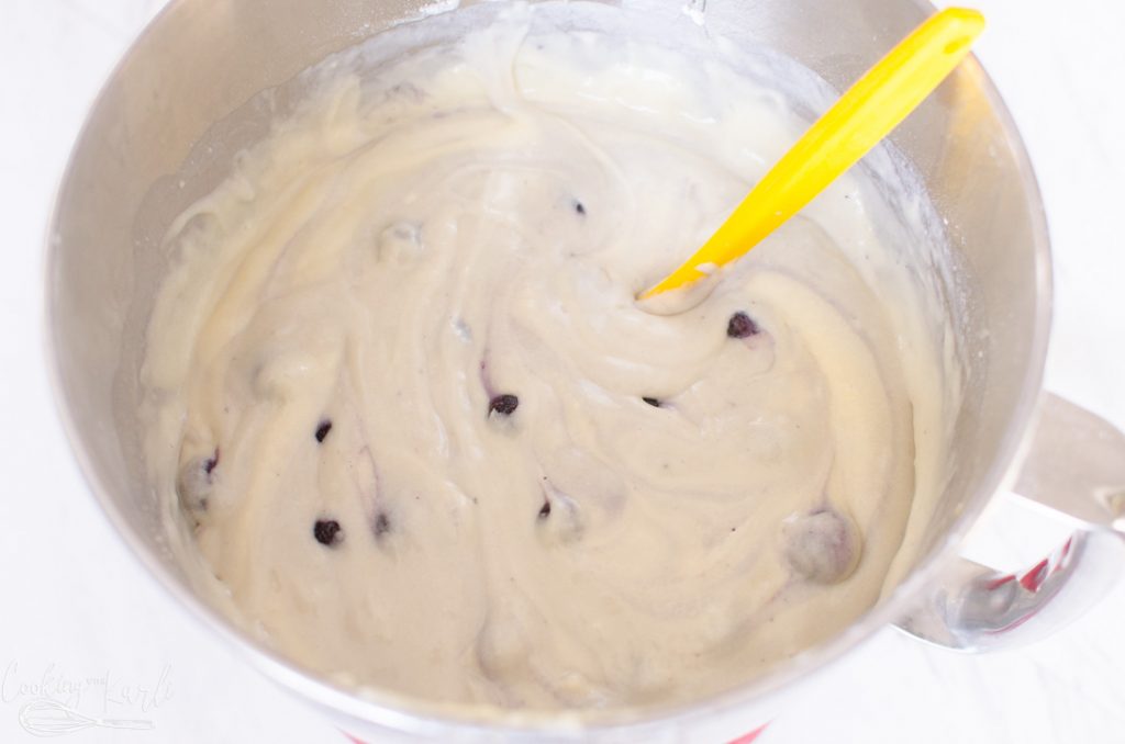 blueberries added to the blueberry muffin batter