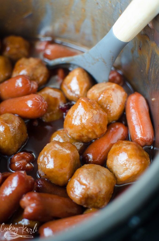 grape jelly meatballs with cocktail weenies