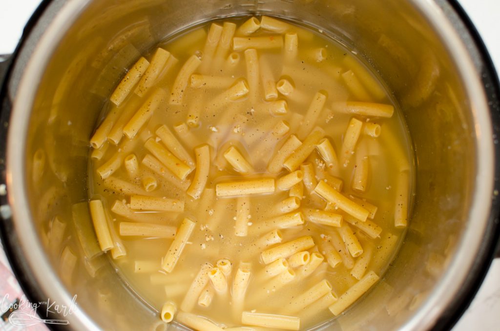 ziti pasta and broth for the skinny creamy ziti