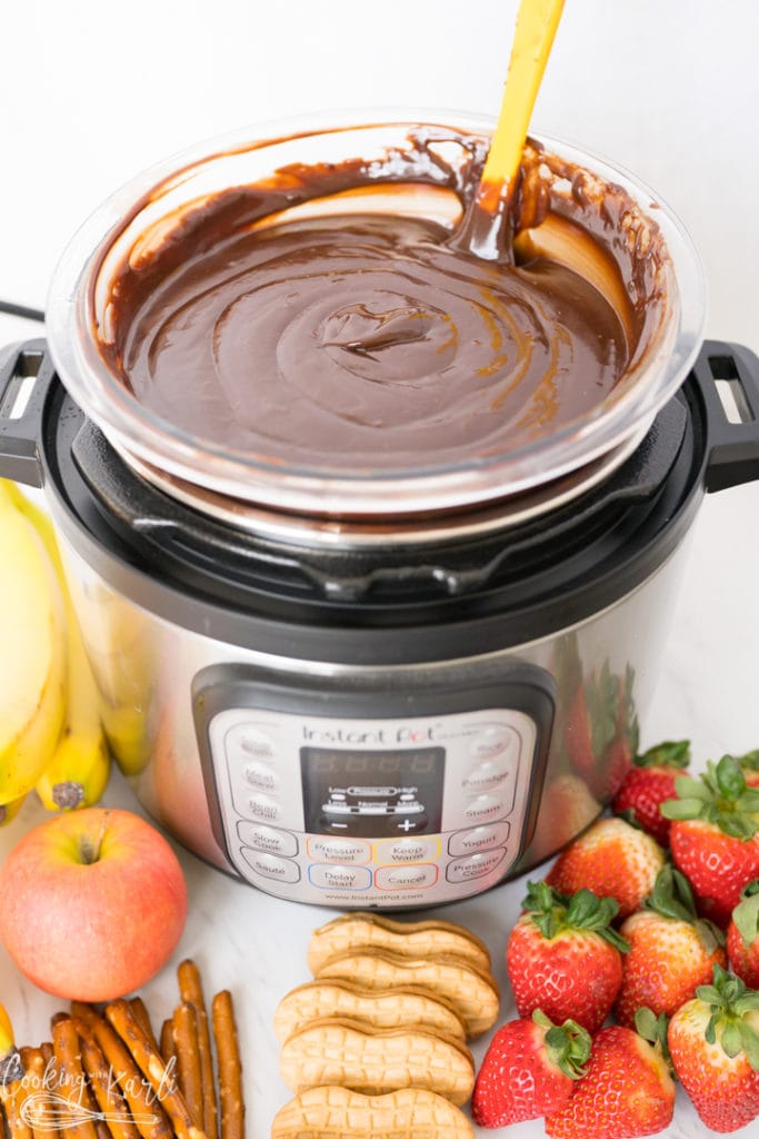 chocolate fondue made in the Instant Pot 