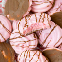 meringue cookies, dipped in chocolate