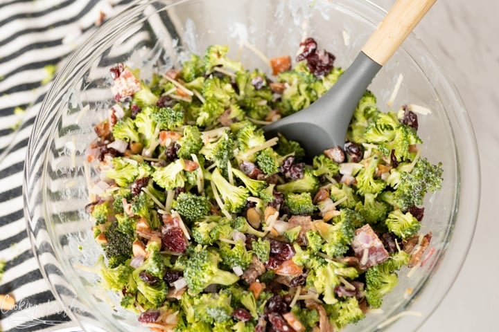 Broccoli Salad recipe, finished in a large bowl.
