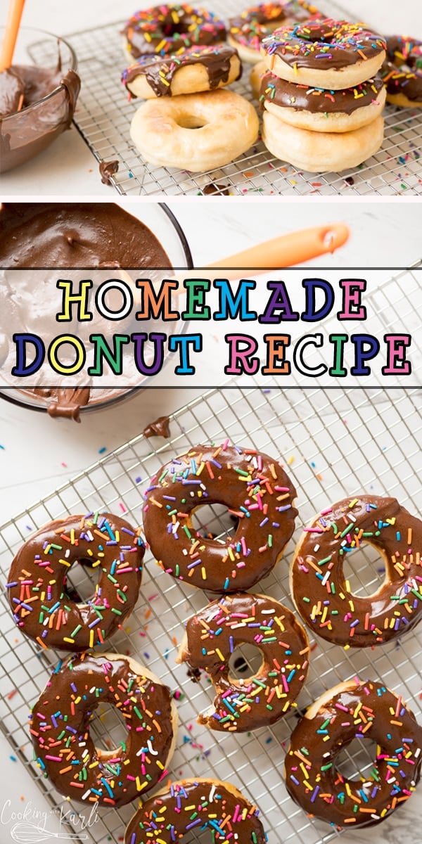 Homemade Donuts are a quick and easy treat the whole family will love. This is a yeast based donut recipe that is completely beginner friendly. This Homemade Donut Recipe yields a classic fluffy inside and crisp outside. |Cooking with Karli| #homeadedonuts #donuts #dougnuts #glazed #chocolateicing #recipe #easy #instantpot 