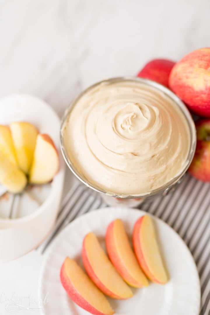 easy fruit dip made with brown sugar, finished and served.