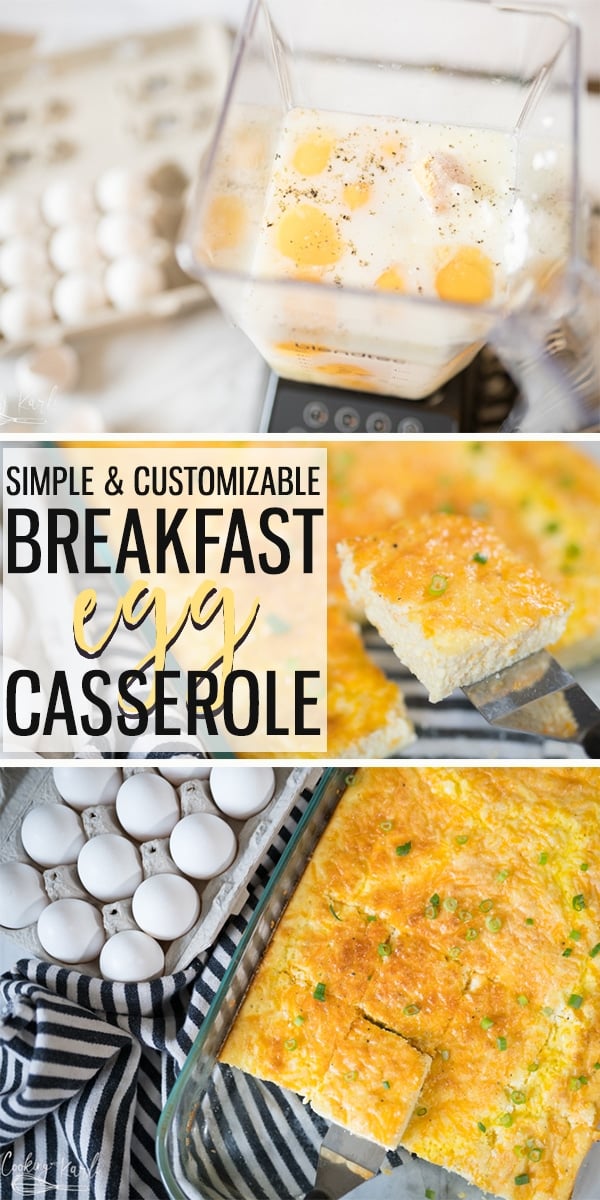 Customizable Breakfast Egg Casserole will be your family's favorite addition to the brunch menu! Prep the casserole in under 10 minutes and bake in the oven while preparing other items! No crazy ingredients here, just eggs, sour cream, milk, cheese and seasonings. |Cooking with Karli| #breakfastcasserole #quiche #crustless #eggs #brunch #nomeat 