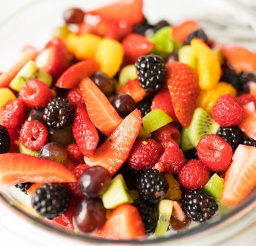 fruit salad with honey lime dressing