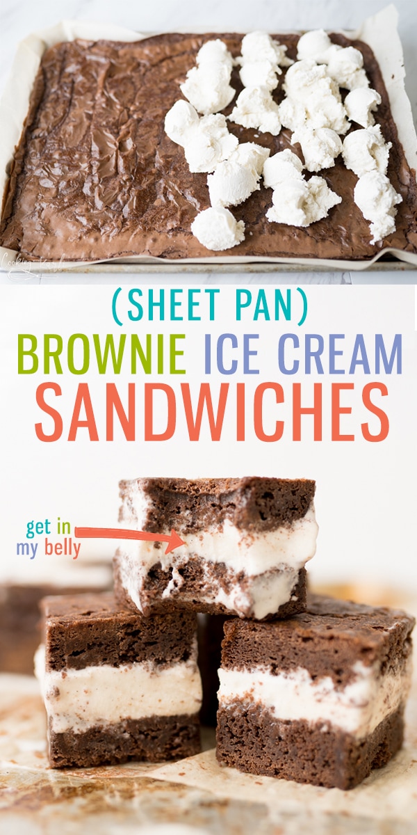 Sheet Pan Brownie Ice Cream Sandwiches are the perfect summer treat! Minimal ingredients and effort involved for these Ice Cream Sandwiches, brownie mix, a few other ingredients and ice cream! Kids will love these! |Cooking with Karli| #summer #dessert #sheetpandessert #sheetpan #icecreamsandwiches #homemade #brownies #boxedmix
