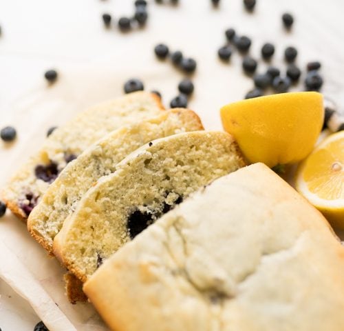 lemon blueberry quick bread sliced photo