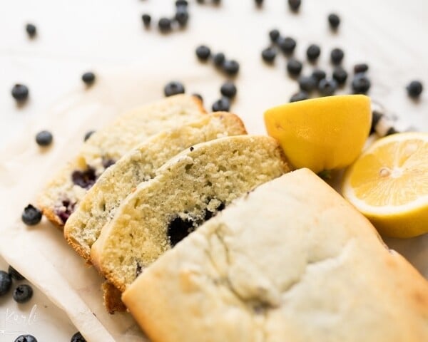 lemon blueberry quick bread sliced photo