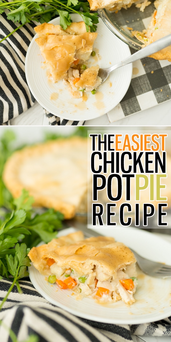 Easiest Chicken Pot Pie Recipe has hardly any prep! Pop it in the oven within 15 minutes. Your whole family will LOVE this classic comfort meal! //Chicken Pot Pie// Easy Chicken Pot Pie// Recipe// Cooking with Karli // #chickenpotpie #easy #fast #rotisseriechicken