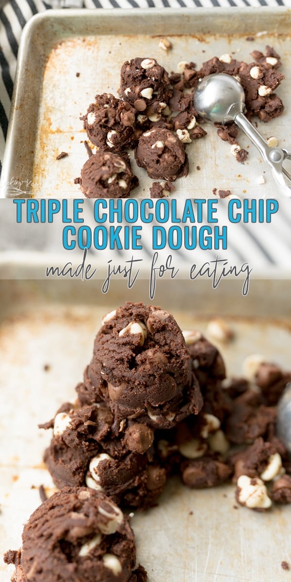 Pin Image for Triple Chocolate Chip Cookie Dough Recipe 