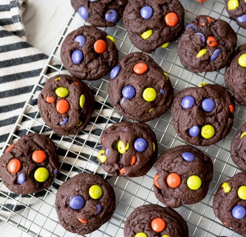 chocolate M&M cookies for halloween