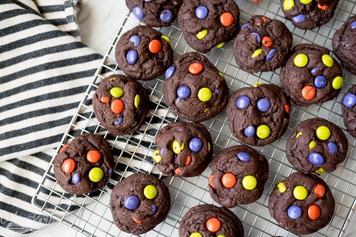 chocolate M&M cookies for halloween