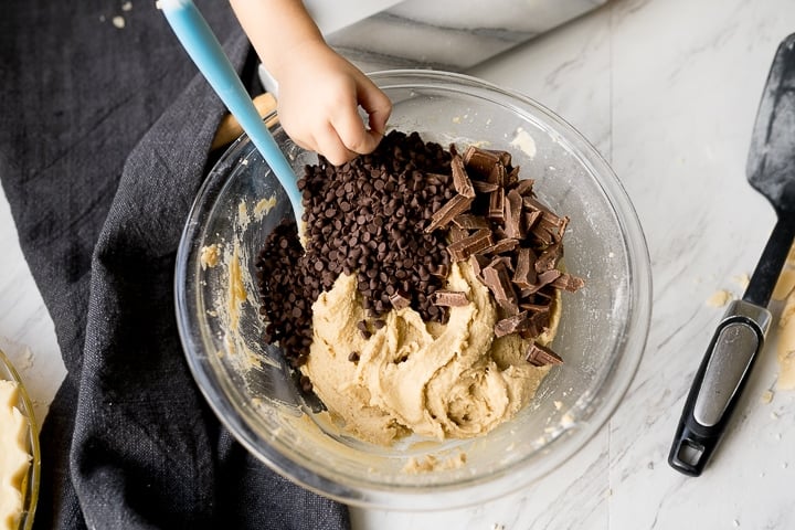 chocolate chip cookie dough for the pie