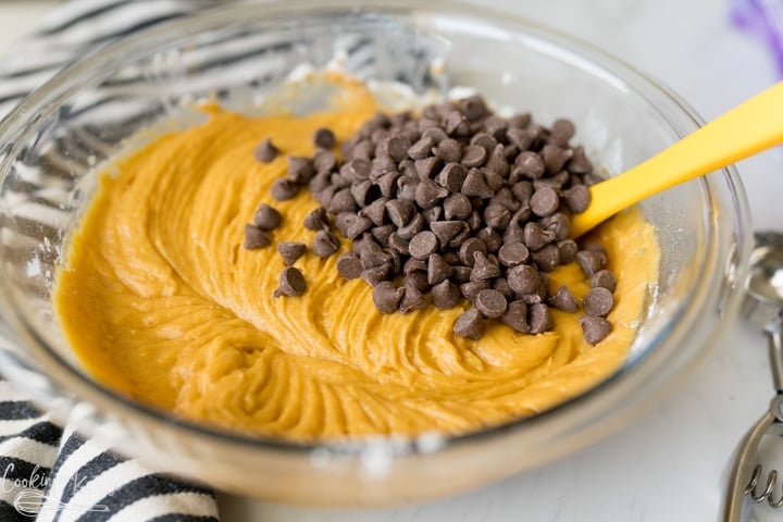 pumpkin cookie dough before chocolate chips are mixed in