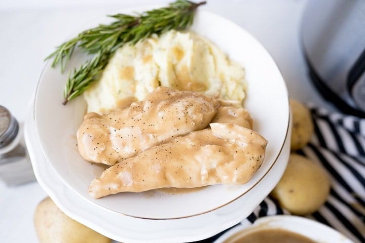 chicken and gravy made in the Instant Pot 
