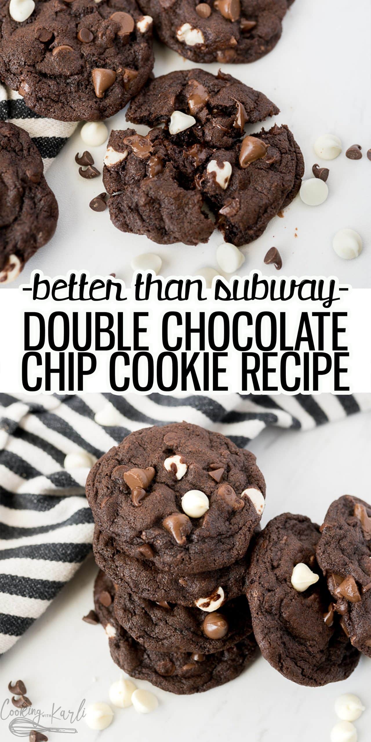 Pin image for double chocolate chip cookies