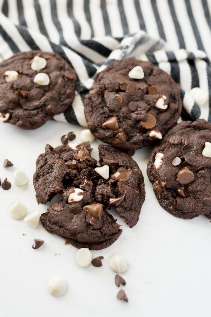 double chocolate chip cookies, baked
